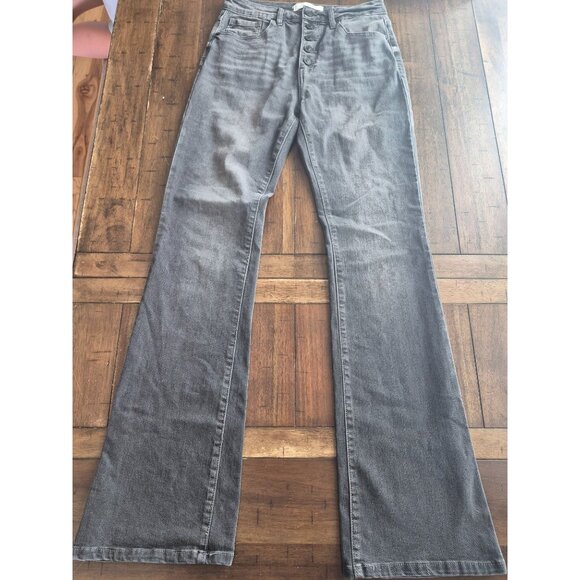 KanCan Grey High Rise Flare Jeans Button Fly Size 7/27 - Picture 1 of 4